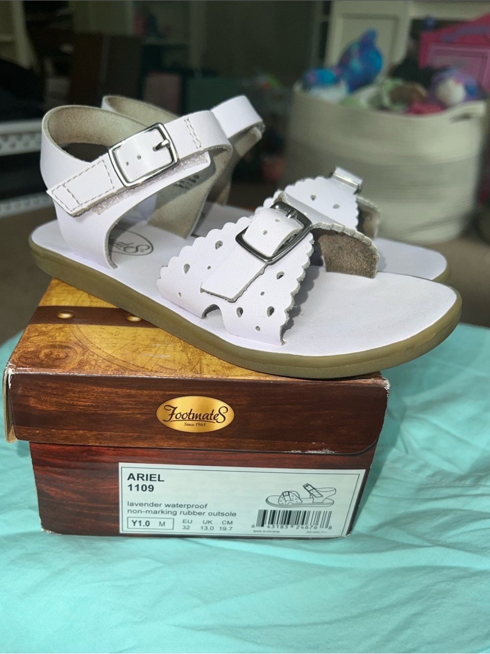 FootMates Lavender Leather Double-Buckle Girls Sandals